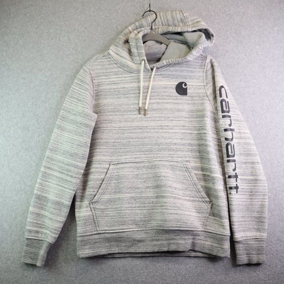 Carhartt Hoodie Womens Small Gray Heathered Sweatshirt Fleece Lined Pullover - Picture 1 of 15